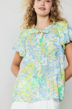 Current Air Abstract Floral Print Top YELLOWMULTI Clearance