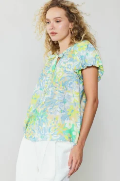 Current Air Abstract Floral Print Top YELLOWMULTI Clearance