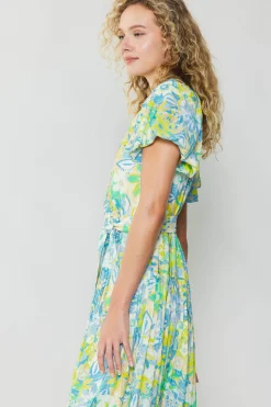 Current Air Abstract Floral Printed Midi Dress YELLOWMULTI Online