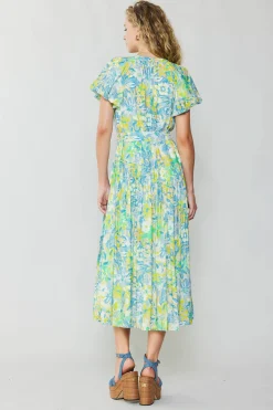 Current Air Abstract Floral Printed Midi Dress YELLOWMULTI Online