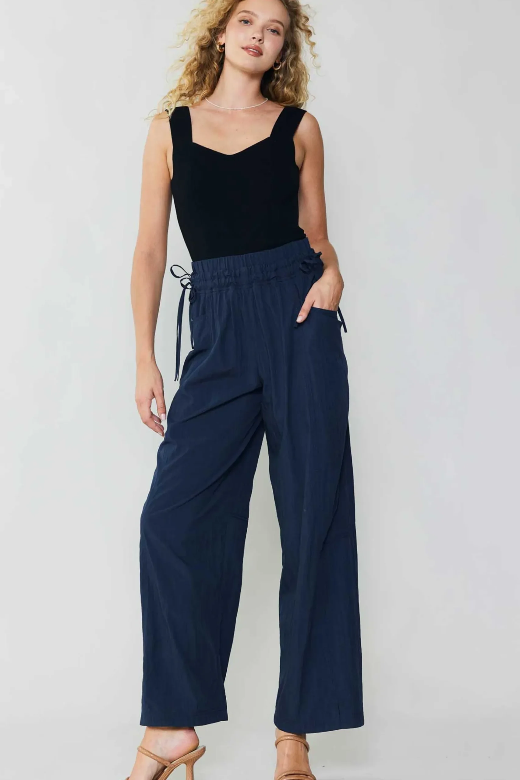 Current Air Adjustable Waist Pants NAVY Fashion