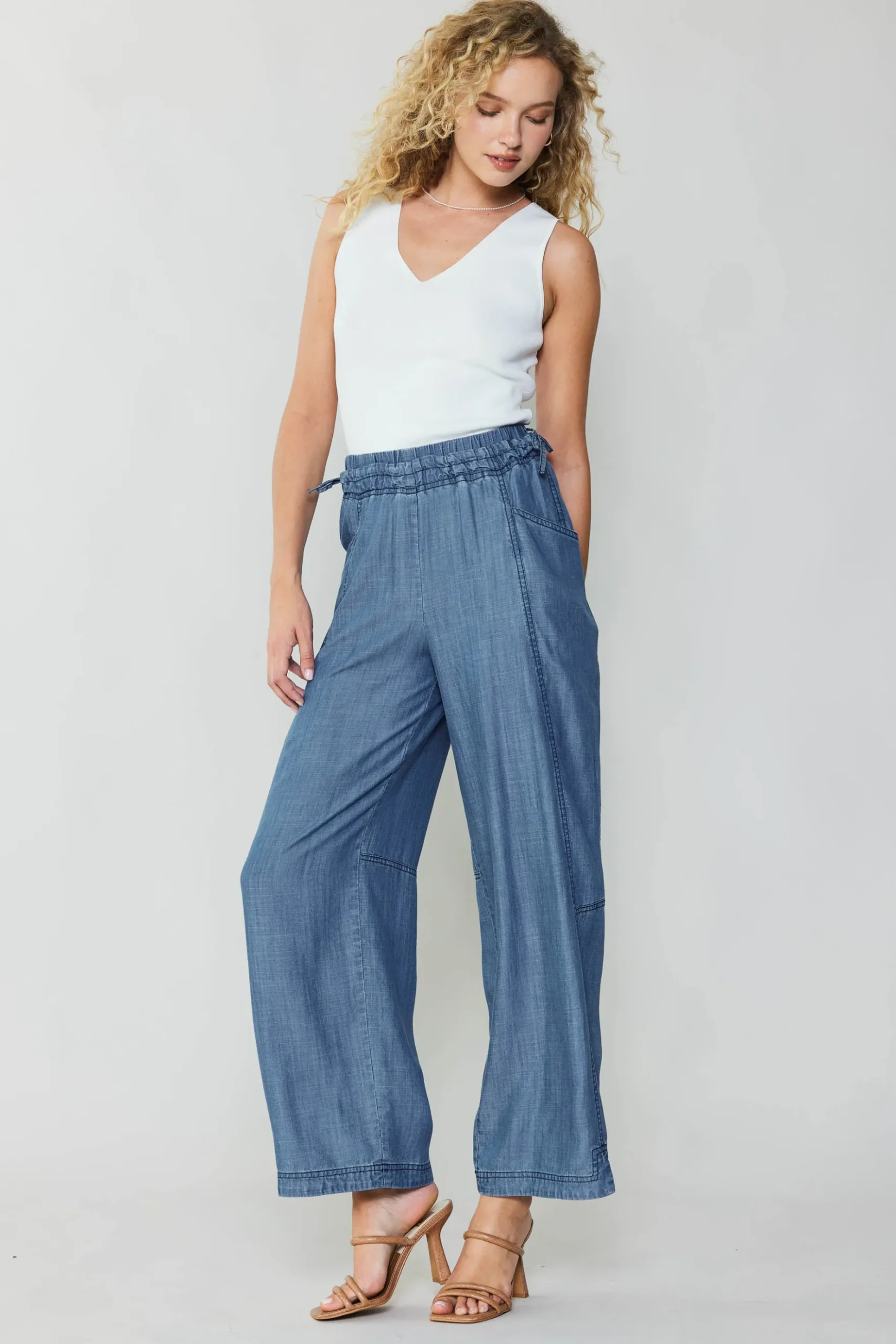 Current Air Adjustable Waist Pants CHAMBRAY Fashion