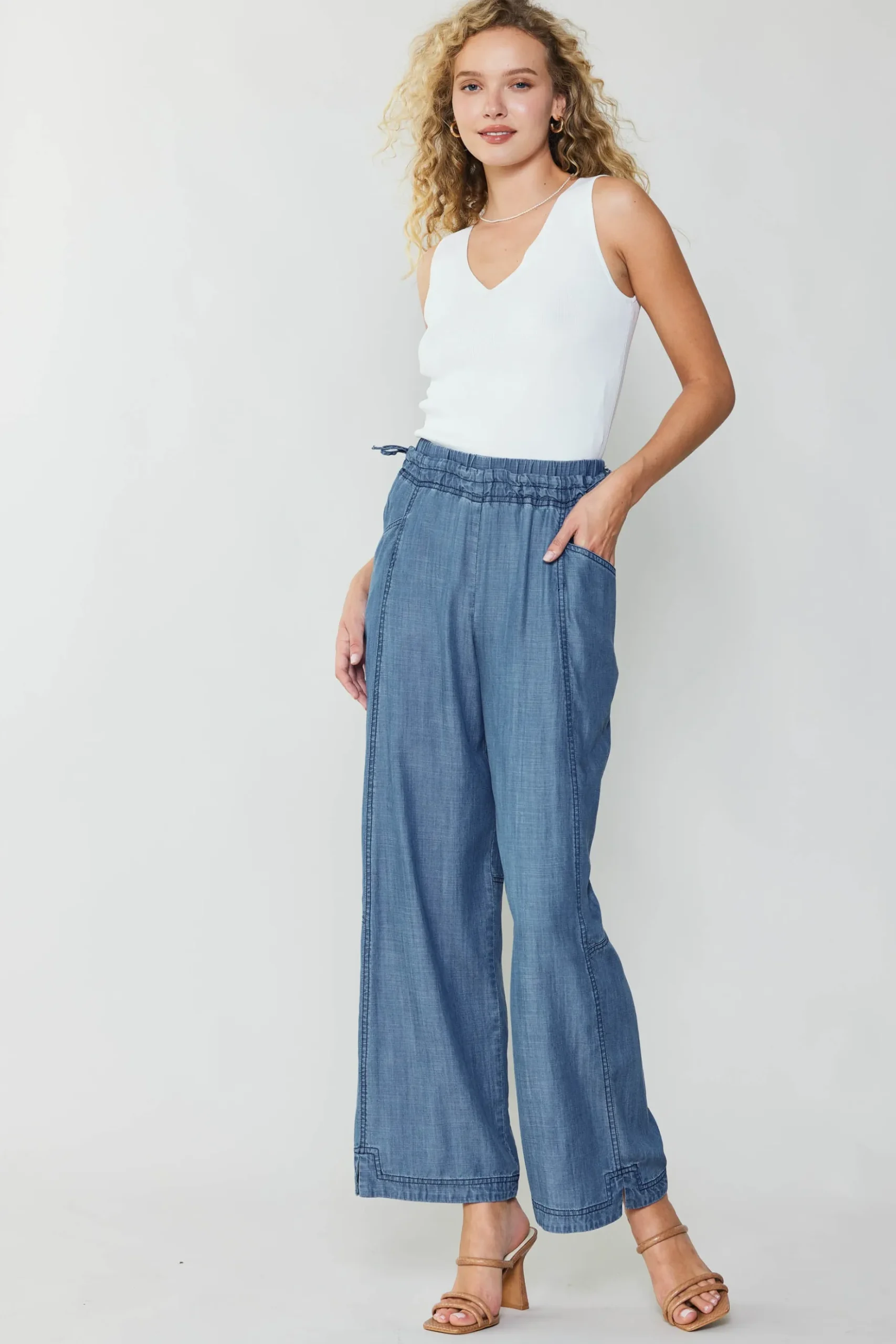 Current Air Adjustable Waist Pants CHAMBRAY Fashion