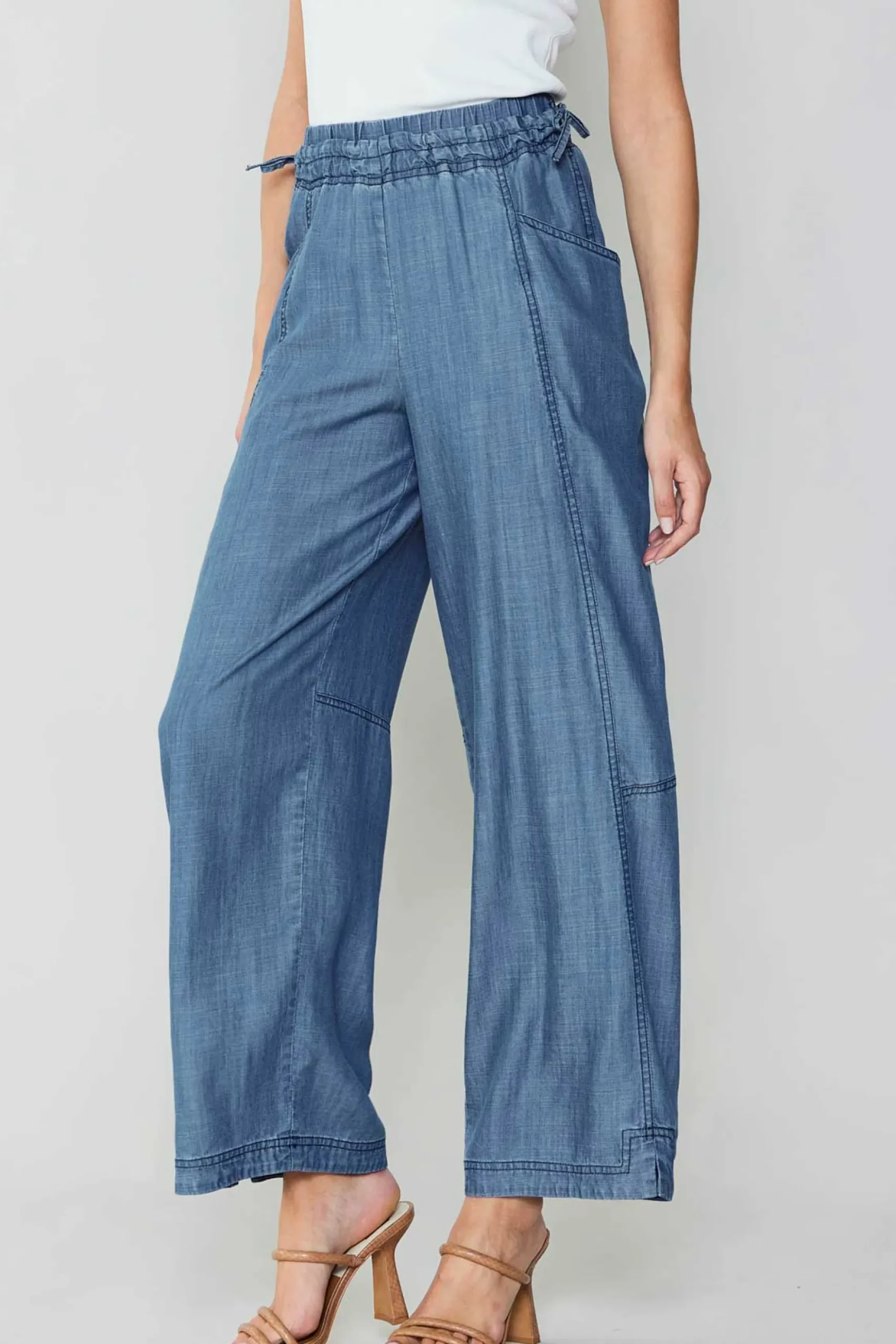 Current Air Adjustable Waist Pants CHAMBRAY Fashion