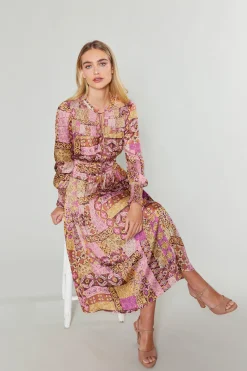 Current Air Aida Quilted Pattern Midi Dress PINKMLT Online