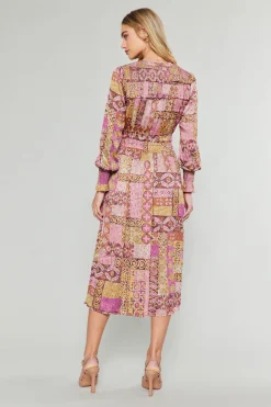 Current Air Aida Quilted Pattern Midi Dress PINKMLT Online