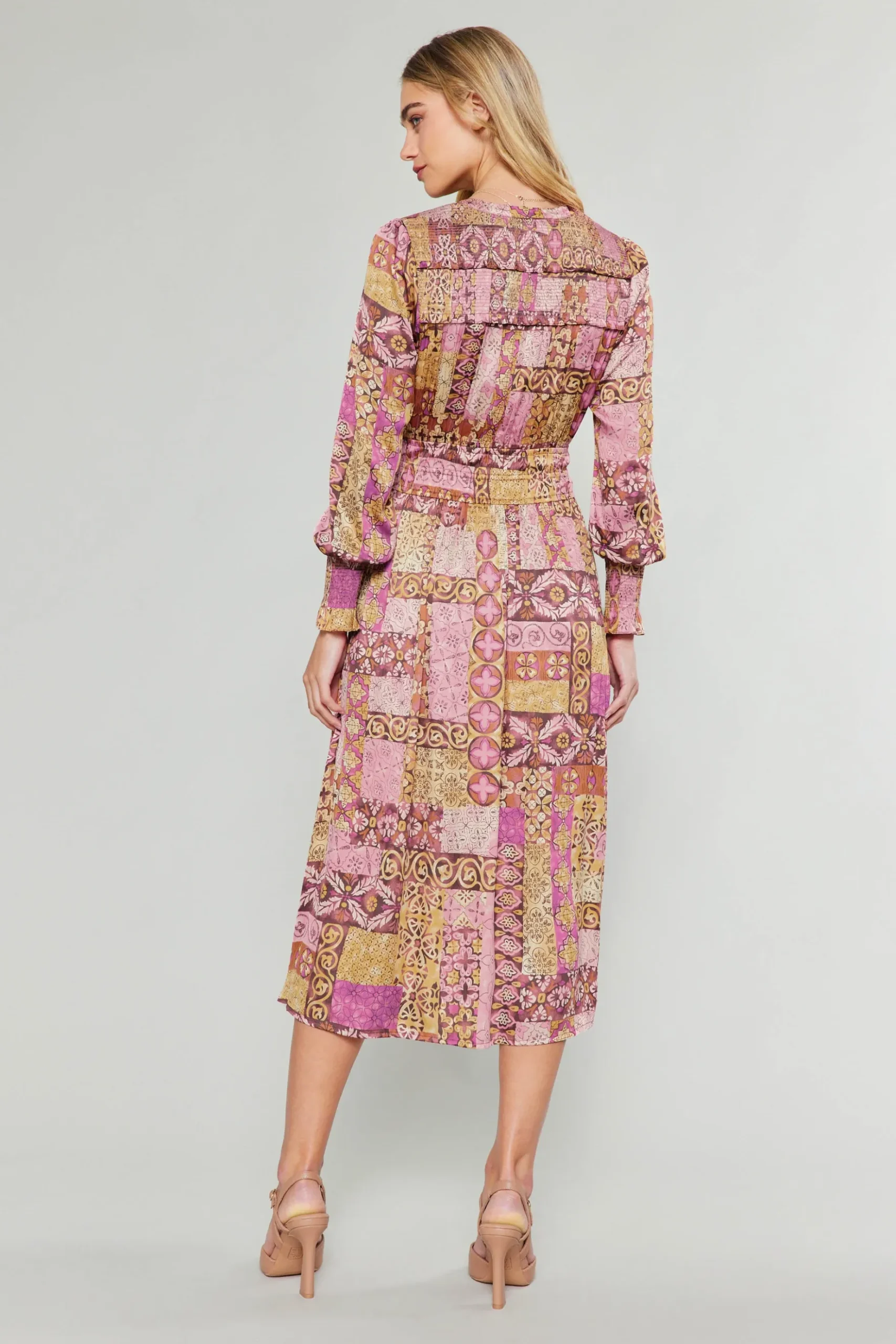 Current Air Aida Quilted Pattern Midi Dress PINKMLT Online