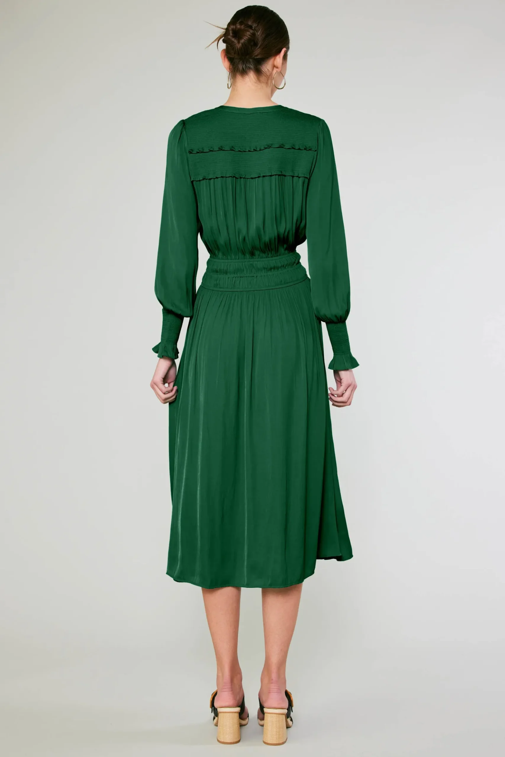 Current Air Aida Smocked Midi Dress EMERALDGREEN Outlet