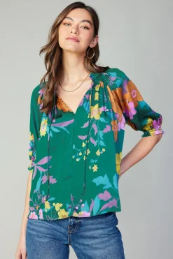 Current Air Angelica Floral Blouse GREENFLORAL Clearance