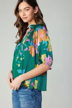 Current Air Angelica Floral Blouse GREENFLORAL Clearance