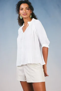 Current Air Angelica Pleated Blouse WHITE Sale
