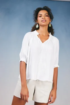 Current Air Angelica Pleated Blouse WHITE Sale