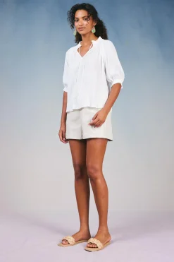 Current Air Angelica Pleated Blouse WHITE Sale