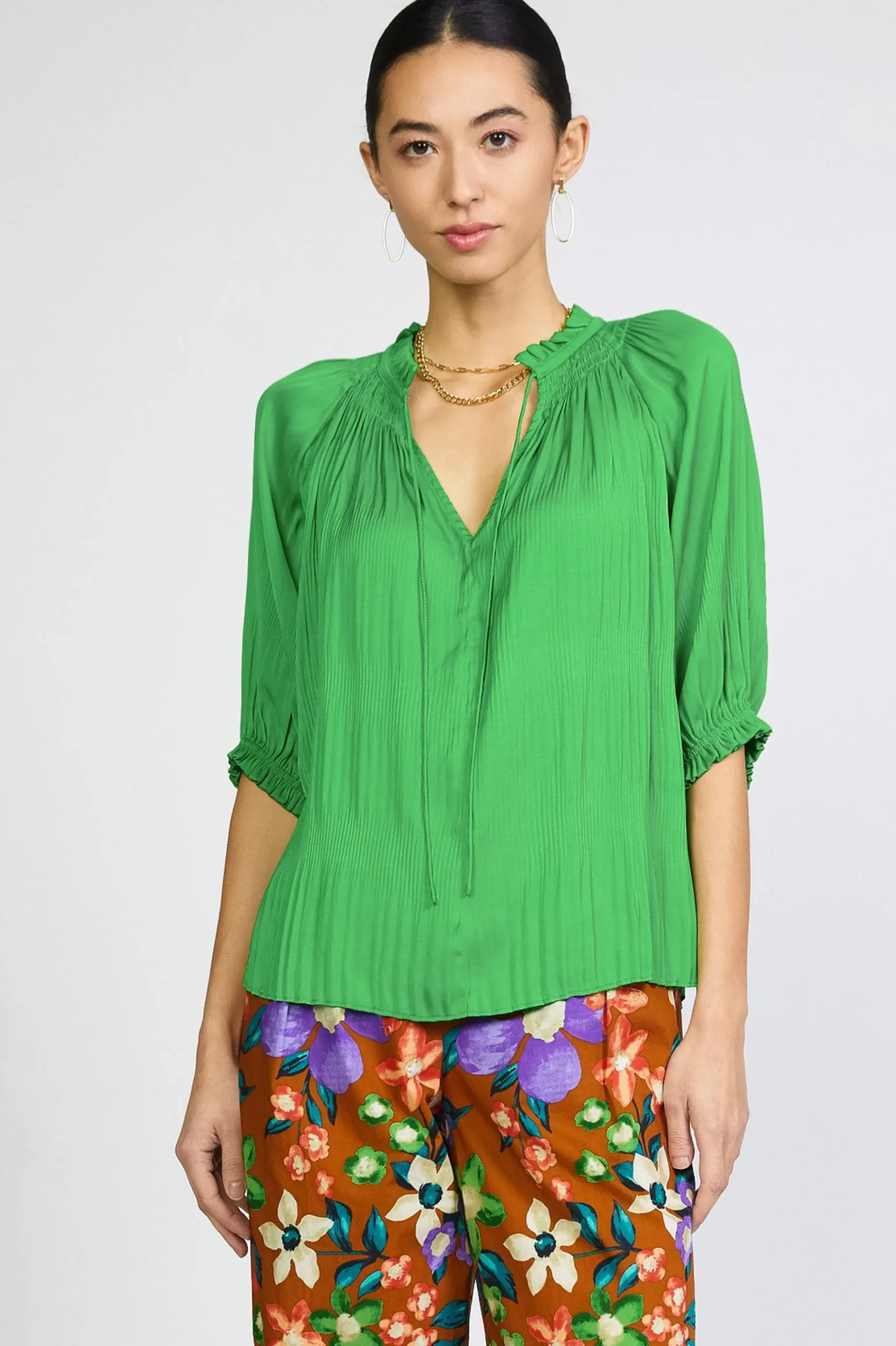 Current Air Angelica Pleated Blouse SPRINGGREEN Fashion