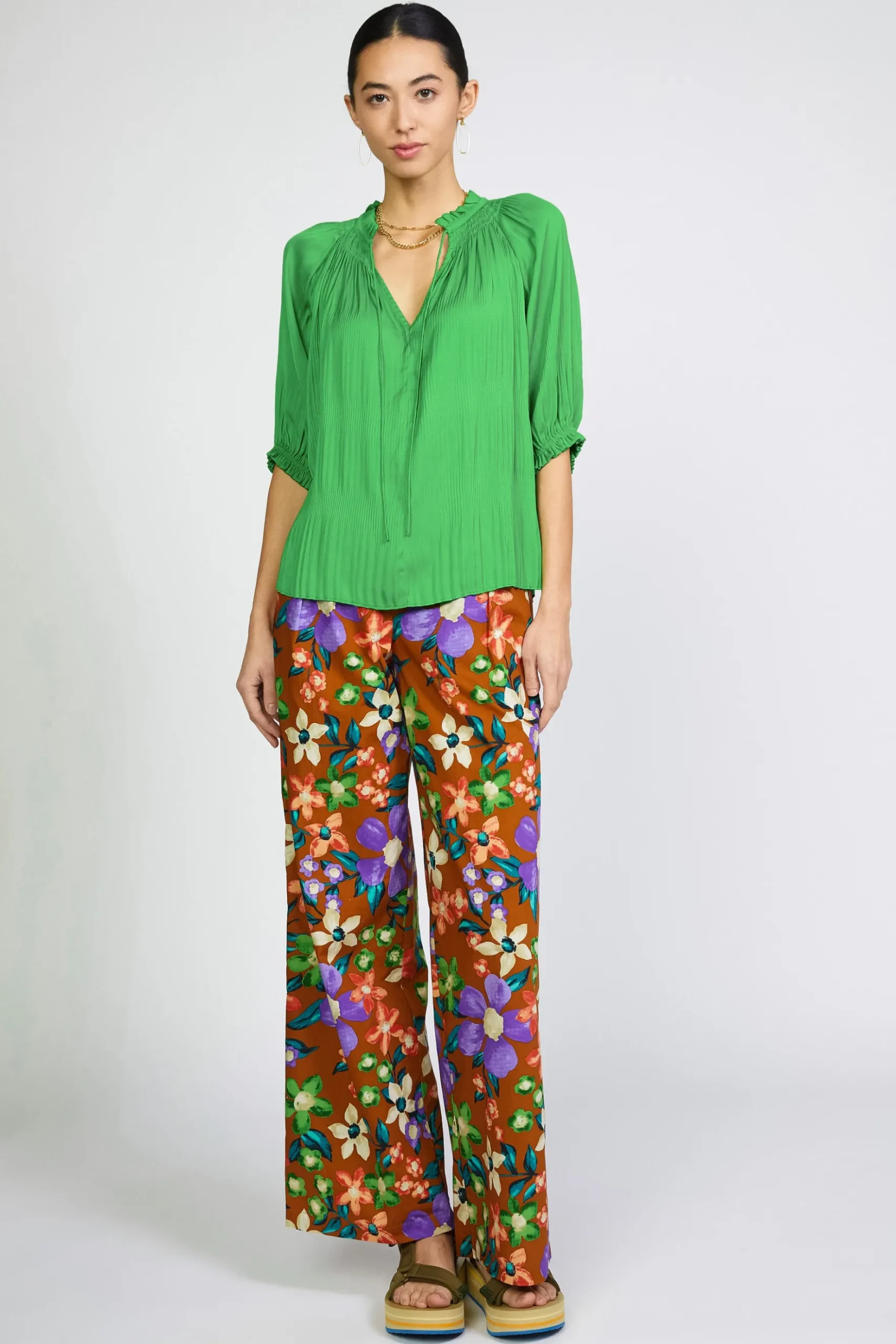 Current Air Angelica Pleated Blouse SPRINGGREEN Fashion
