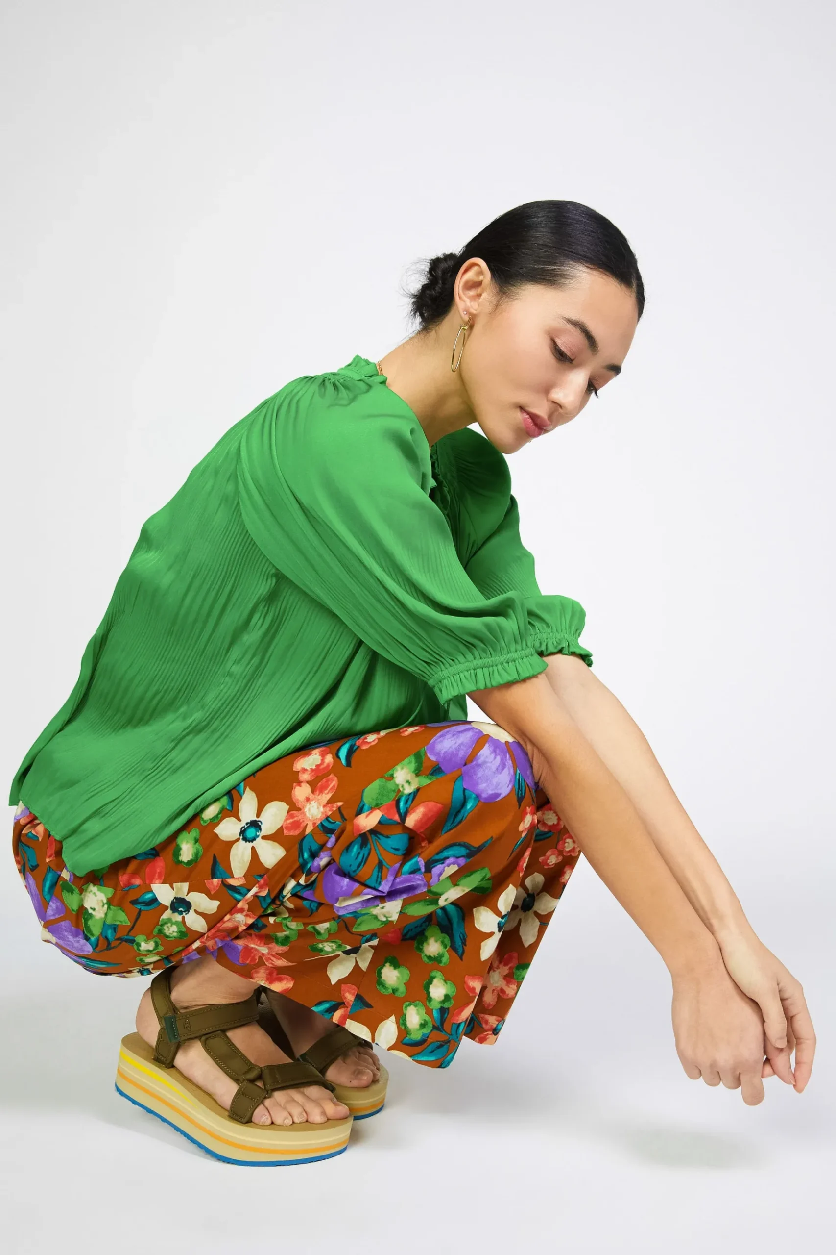 Current Air Angelica Pleated Blouse SPRINGGREEN Fashion