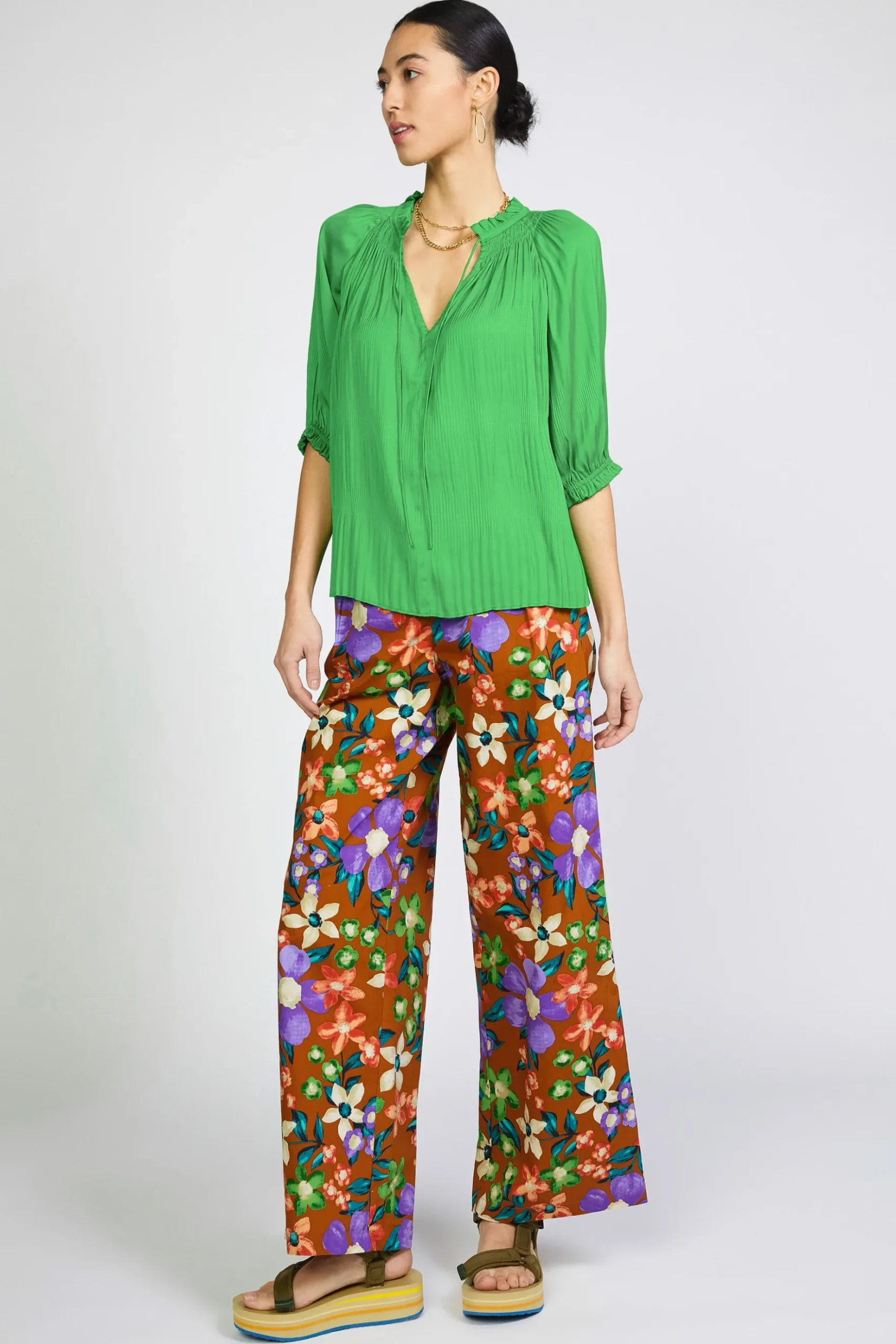 Current Air Angelica Pleated Blouse SPRINGGREEN Fashion