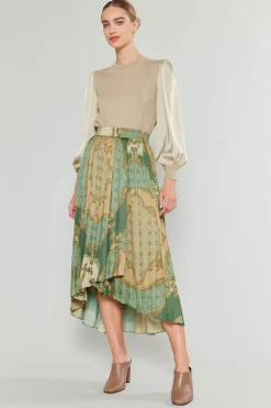 Current Air Asymmetrical Vintage Print Skirt OLIVEMLT Best