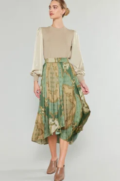 Current Air Asymmetrical Vintage Print Skirt OLIVEMLT Best