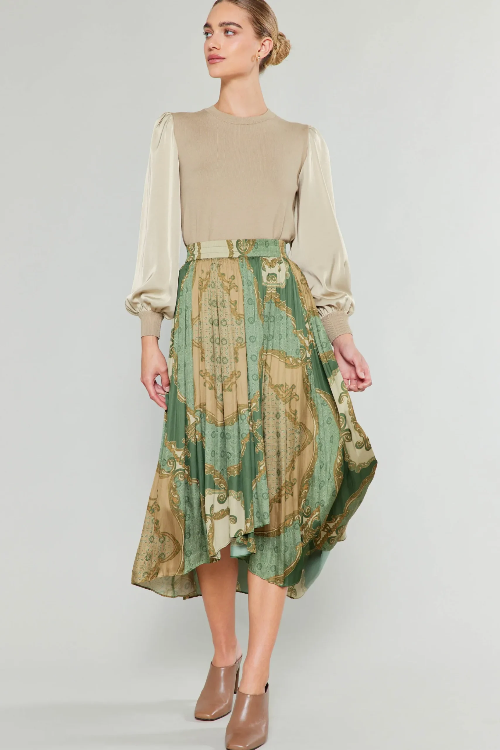 Current Air Asymmetrical Vintage Print Skirt OLIVEMLT Best
