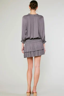 Current Air Aurelie Pleated Mini Dress TAUPEGREY New