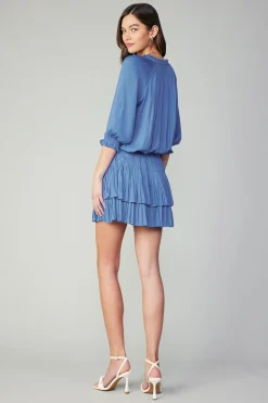 Current Air Aurelie Pleated Mini Dress FADEDBLUE Clearance