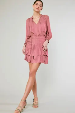 Current Air Aurelie Pleated Mini Dress ROSE Outlet