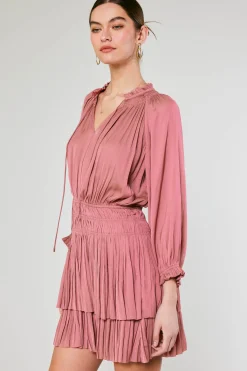 Current Air Aurelie Pleated Mini Dress ROSE Outlet