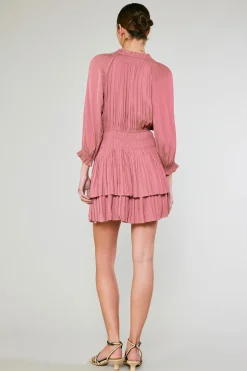 Current Air Aurelie Pleated Mini Dress ROSE Outlet
