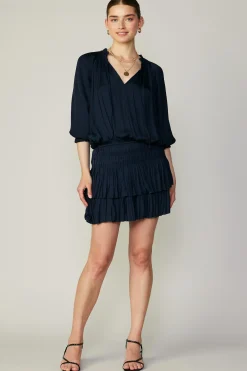 Current Air Aurelie Pleated Mini Dress DARKNAVY Clearance