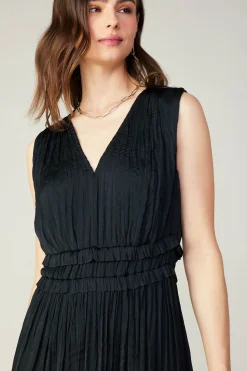 Current Air Aurora Crinkle Pleated Mini Dress BLACK New