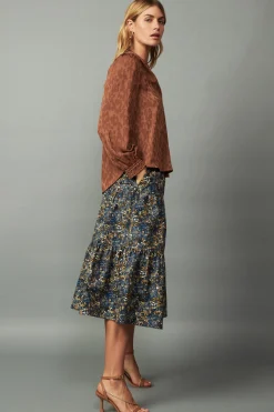 Current Air Autumn Split Neck Blouse CARAMEL Online