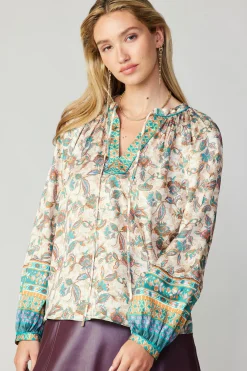 Current Air Autumnal Border Print Blouse PINKGREENMLT Outlet