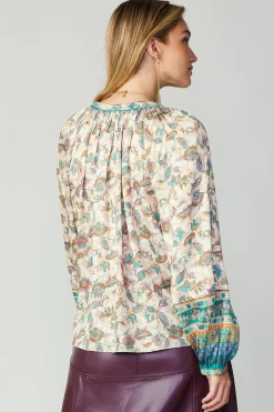 Current Air Autumnal Border Print Blouse PINKGREENMLT Outlet