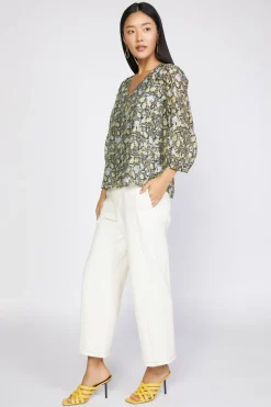Current Air Baroque Floral Raglan Blouse BLACKFLORAL New