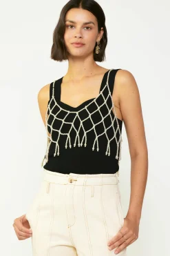 Current Air Beaded Pearl Cami WHITE New