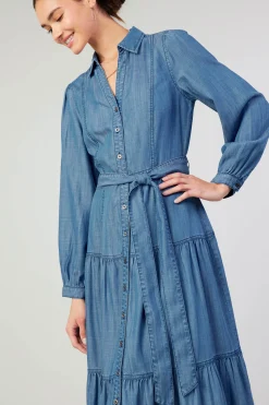 Current Air Belted Collar Shirt Dress CHAMBRAY Clearance