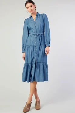 Current Air Belted Collar Shirt Dress CHAMBRAY Clearance