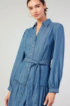 Current Air Belted Collar Shirt Dress CHAMBRAY Clearance
