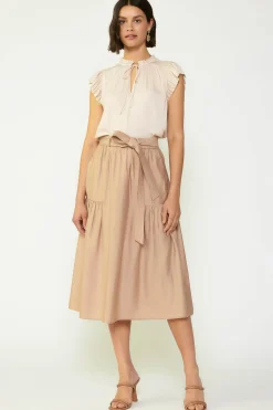 Current Air Belted Midi Skirt SAND Sale