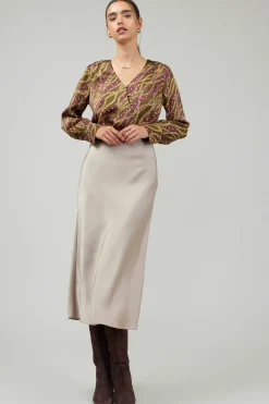 Current Air Bias Midi Skirt LATTE Outlet