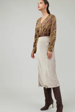 Current Air Bias Midi Skirt LATTE Outlet