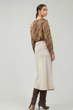 Current Air Bias Midi Skirt LATTE Outlet