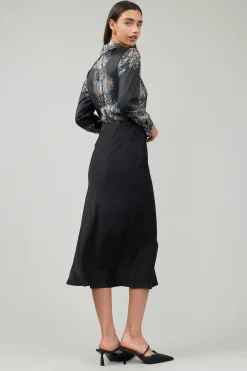 Current Air Bias Midi Skirt BLACK Outlet