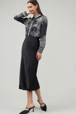 Current Air Bias Midi Skirt BLACK Outlet