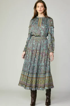 Current Air Border Printed Floral Skirt TEALBROWN Outlet