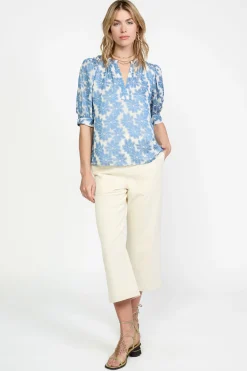 Current Air Botanical Jacquard Blouse DENIMBLUE Hot