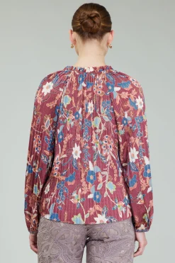 Current Air Botanical Pleated Blouse CHESTNUTMLT Sale