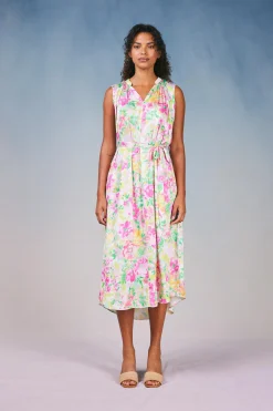 Current Air Botanical Watercolor Midi Dress PINKMLTFLORAL Sale