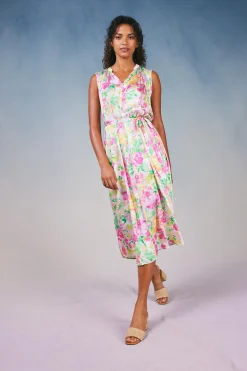 Current Air Botanical Watercolor Midi Dress PINKMLTFLORAL Sale